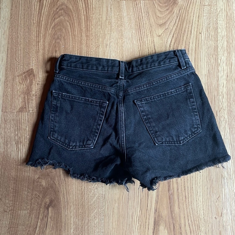 Topshop Moto Ashley Black Distressed Denim Shorts - Picture 5 of 6